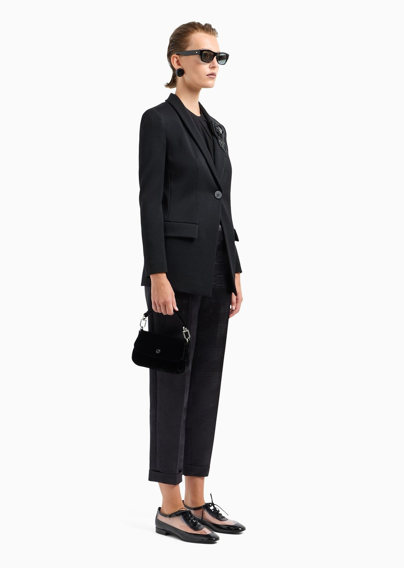 GIORGIO ARMANI Straight-cut, one-pleat trousers in fluid wool with a Prince of Wales check motif outlook