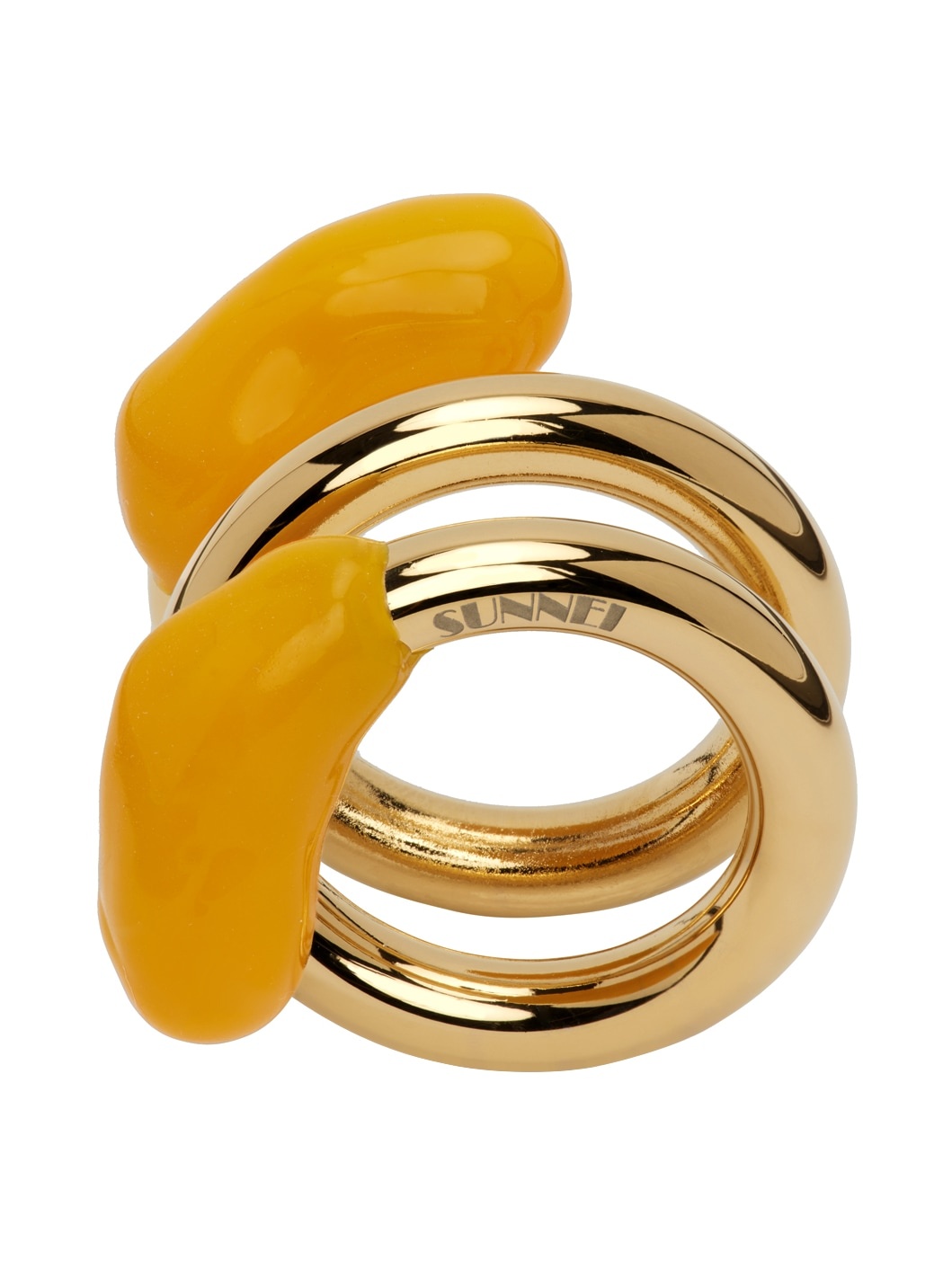 Gold & Orange Double Fusillo Ring - 2
