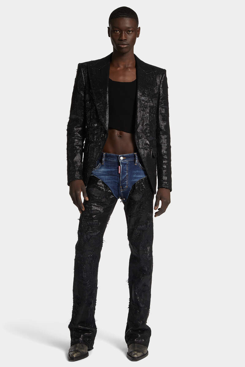 BLACK DISCO WASH SHARPEI FLARED BOOTCUT JEANS - 3
