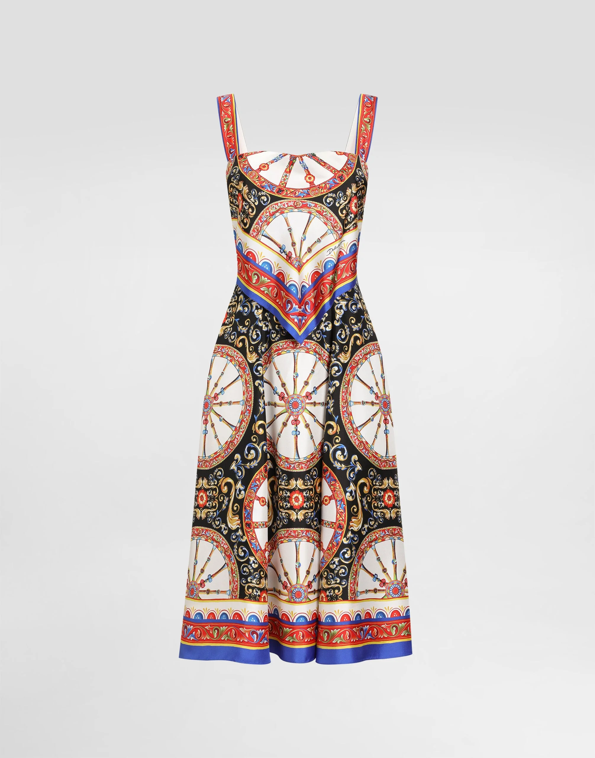Carretto-print twill dress - 1