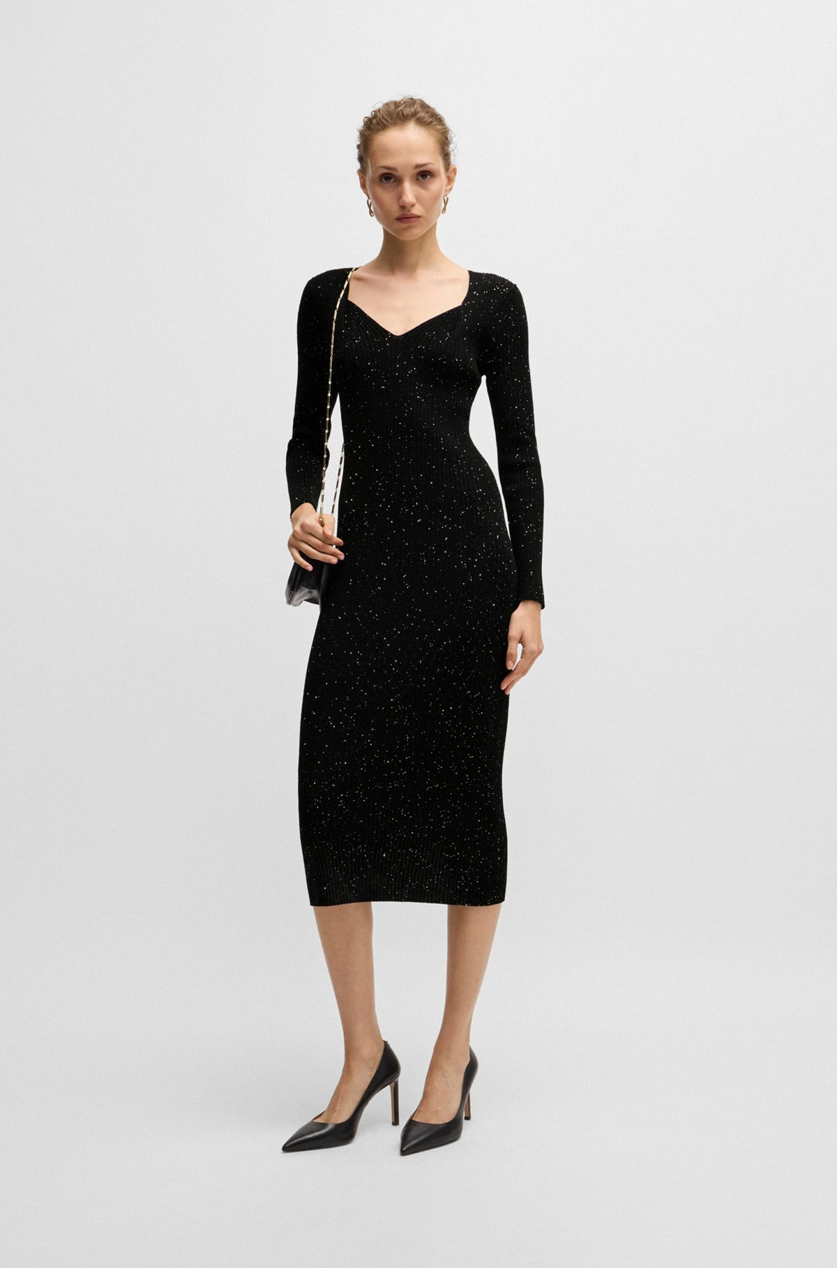 LONG-SLEEVED KNITTED DRESS WITH SEQUIN EMBELLISHMENTS - 3