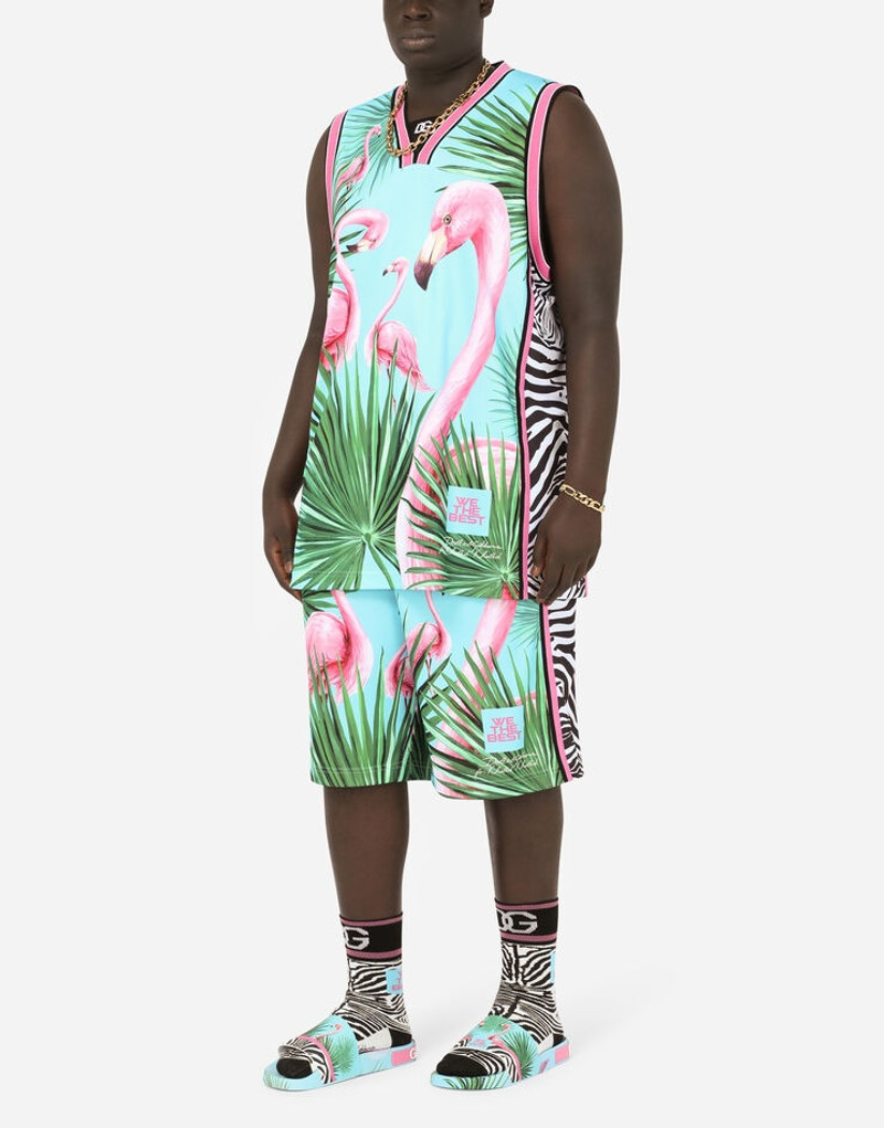 Dolce & Gabbana Rubber beachwear sliders with flamingo print outlook