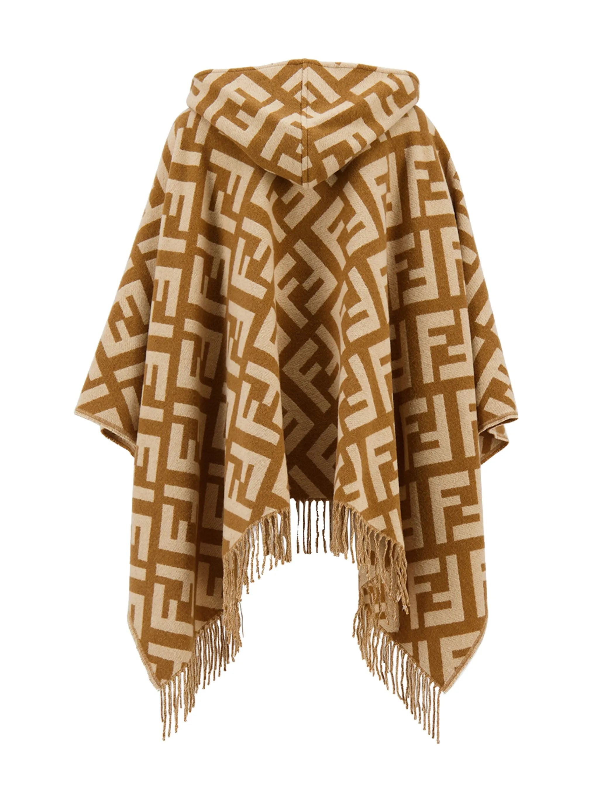 jacquard cashmere poncho - 2