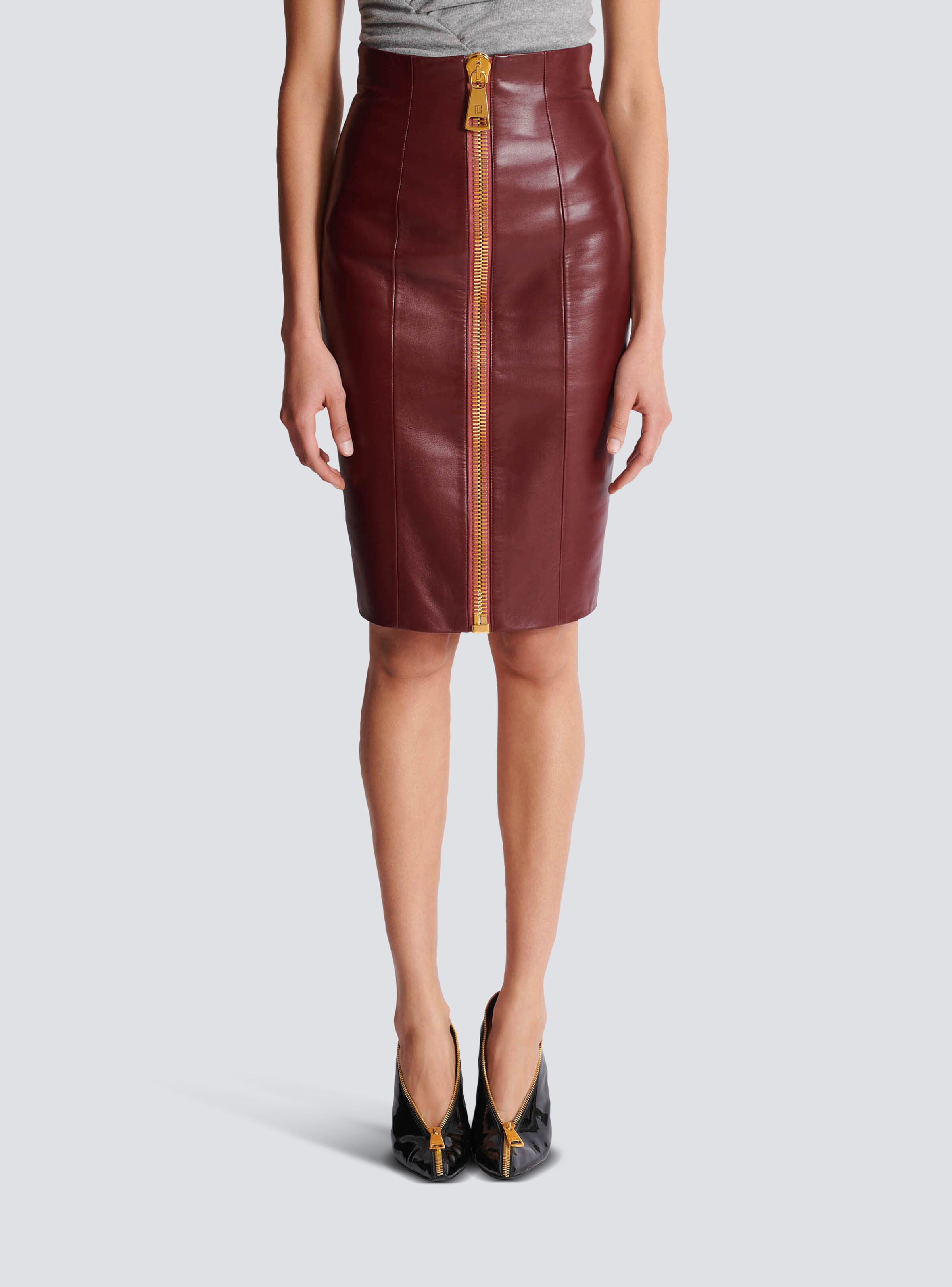 Lambskin leather pencil skirt - 5
