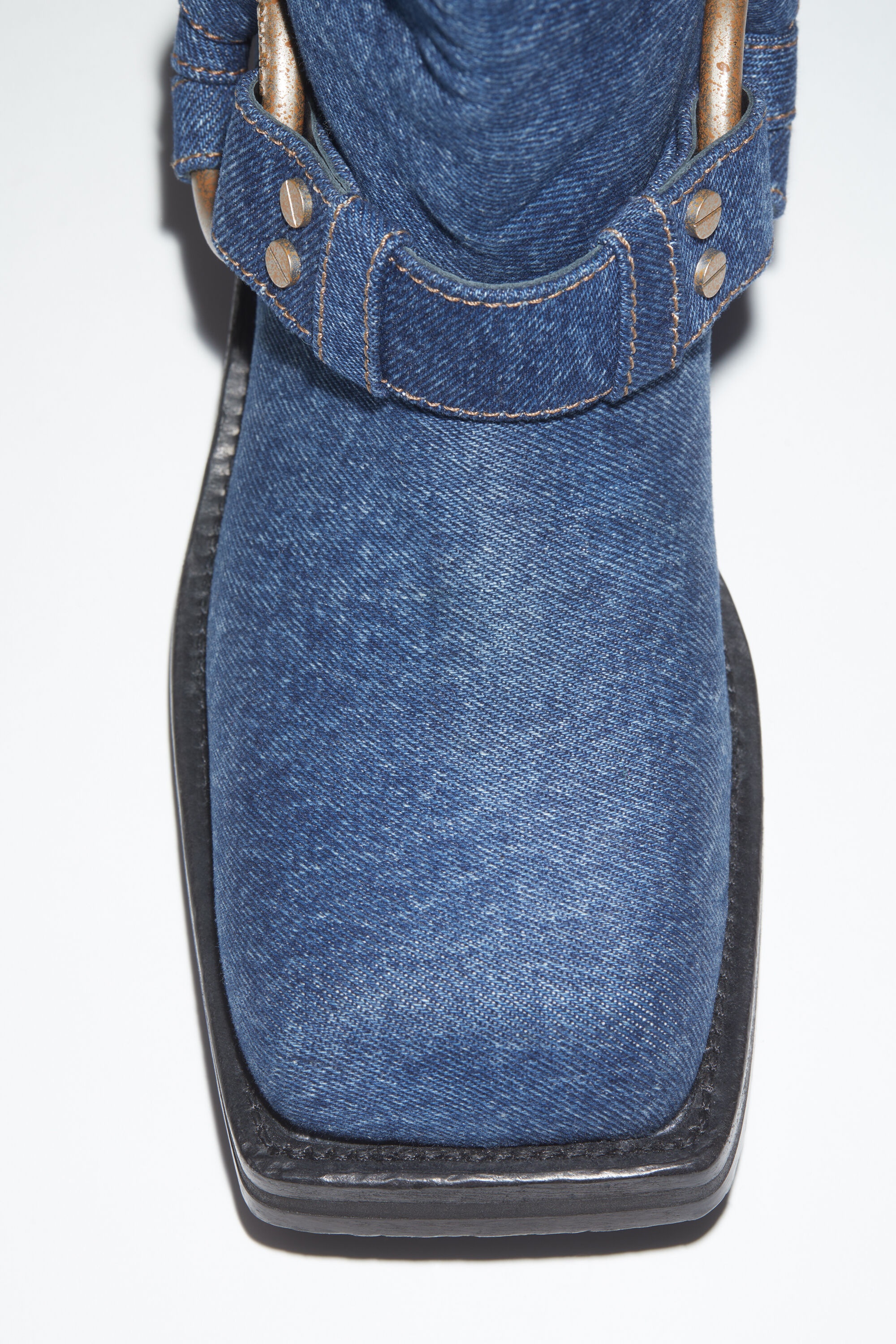 Denim buckle boots - Blue - 4