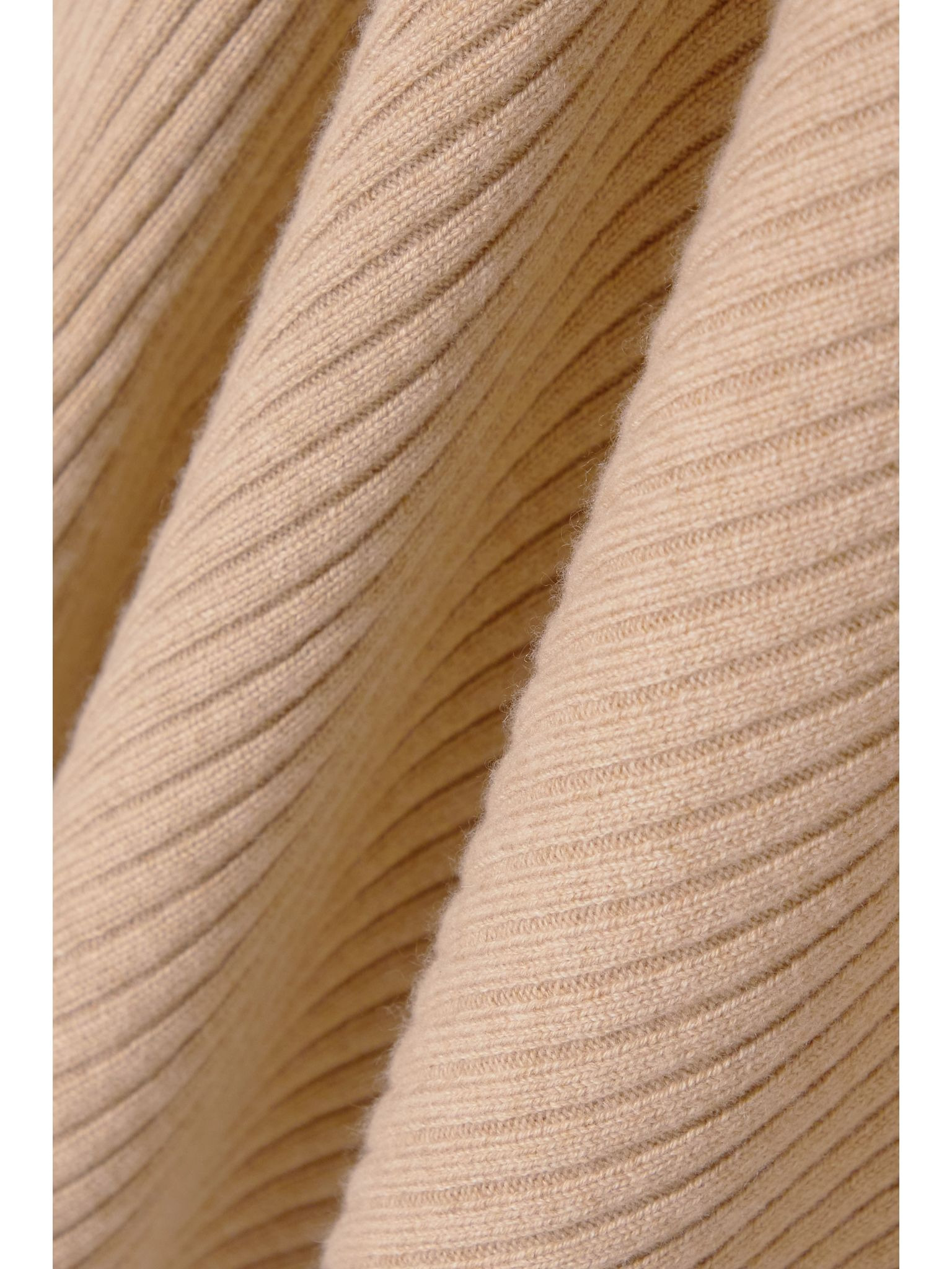 Asymmetric ribbed cashmere midi skirt Beige - 4