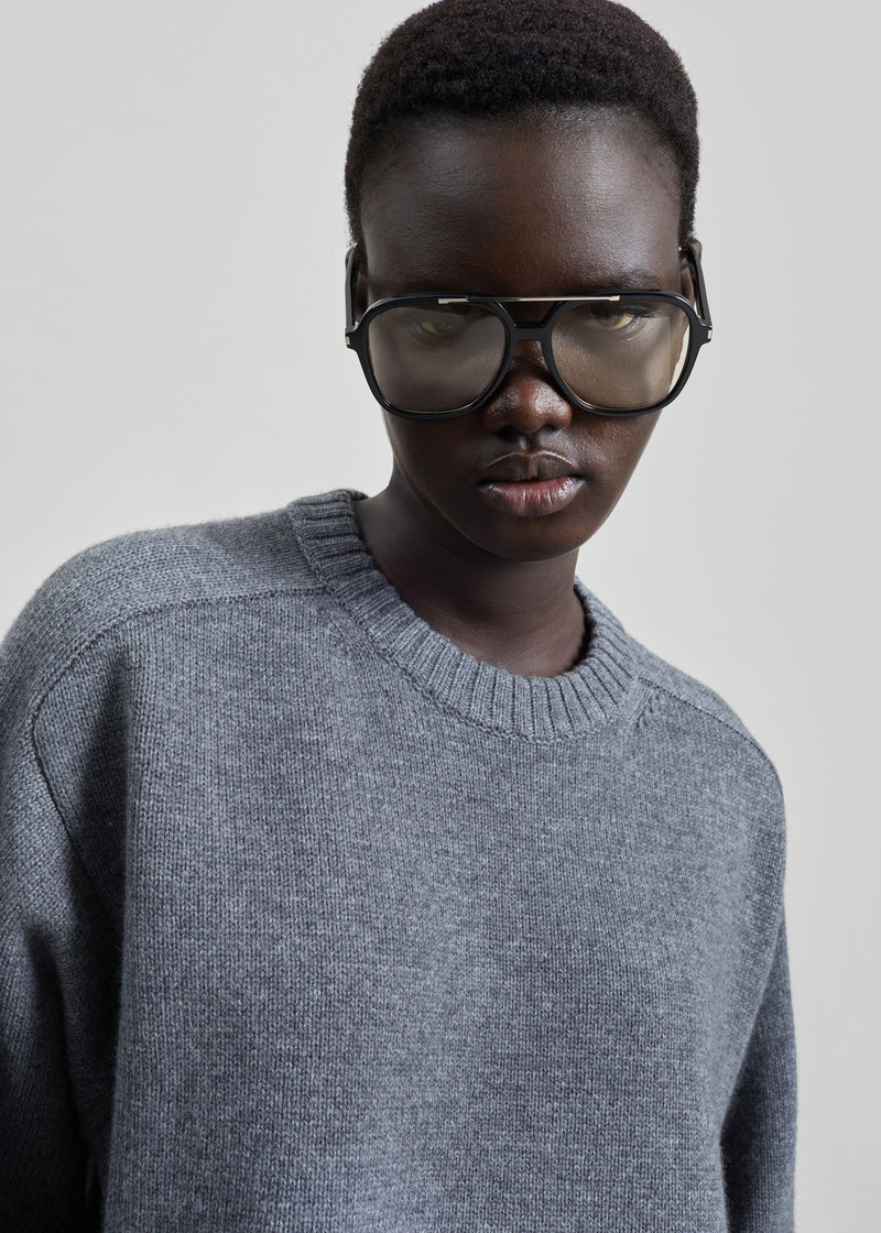 Loulou de Saison Safi LDS Cashmere Blend Sweater - Anthracite Melange 4