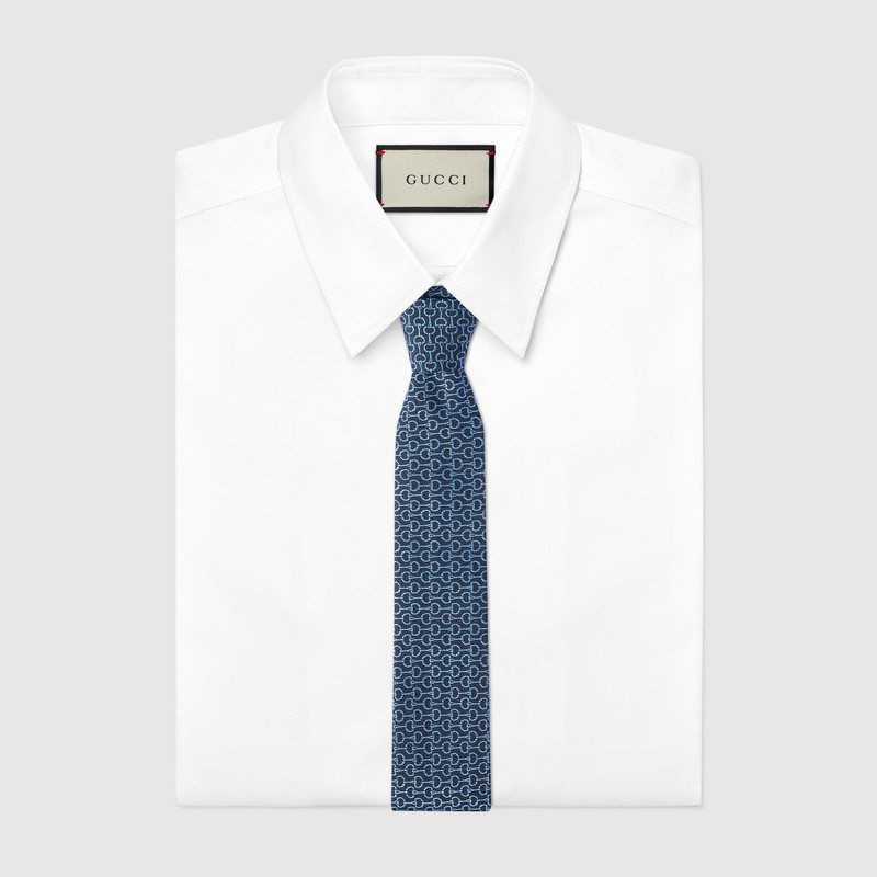 GUCCI Horsebit silk jacquard tie outlook