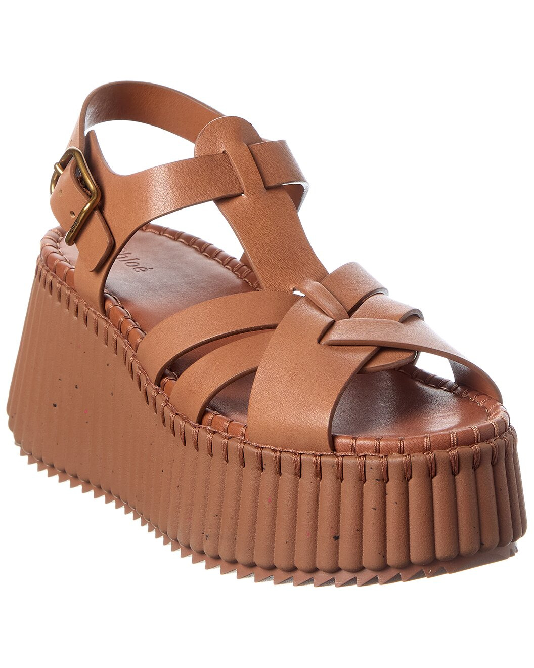 Chloé Nama Leather Wedge Sandal - 1