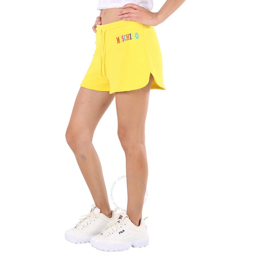 Moschino Ladies Yellow Logo-print Track Shorts - 5