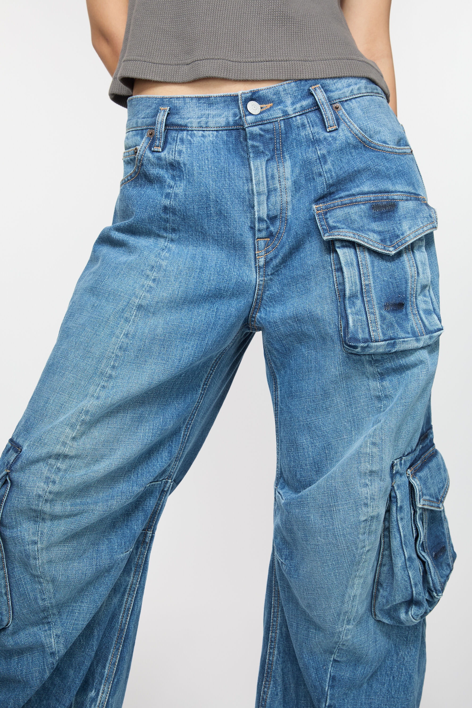 Denim cargo trousers - Mid blue - 6