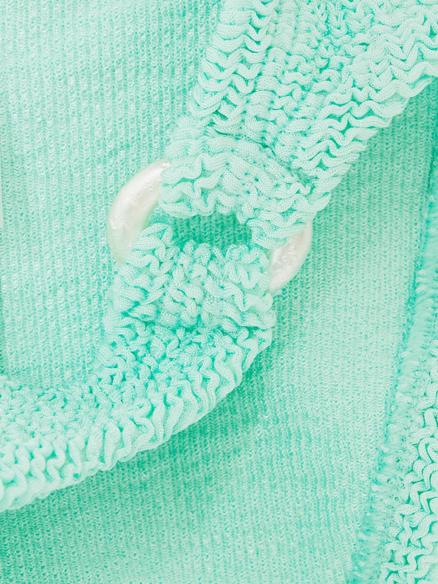 Misty faux pearl-embellished seersucker bikini Mint - 4