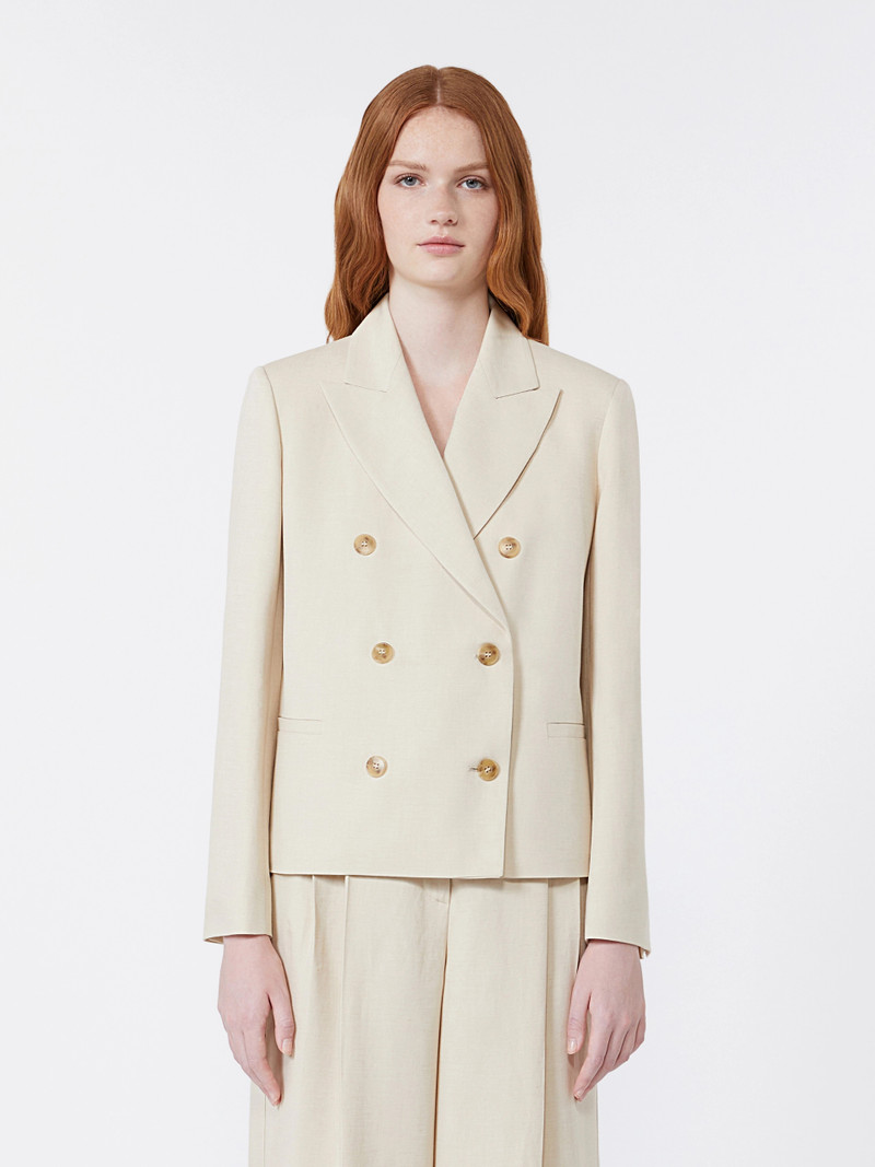 NEMBI Viscose and linen blazer - BEIGE 3