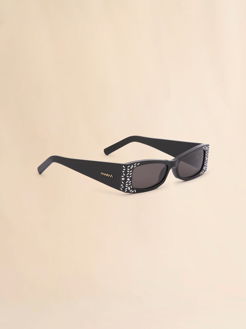 BLACK ACETATE ZOKOA SUNGLASSES WITH RHINESTONES - 3