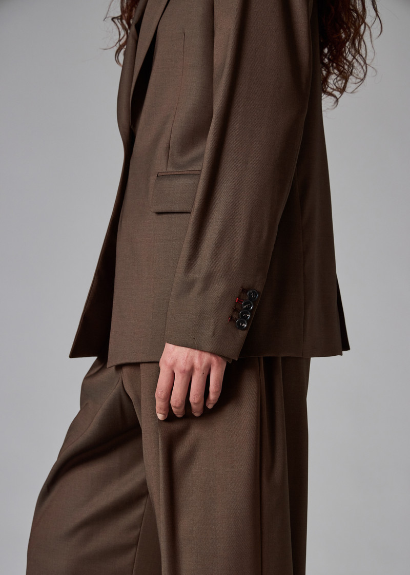 Women's Brown Tonic Wool Blazer with Button Back 9