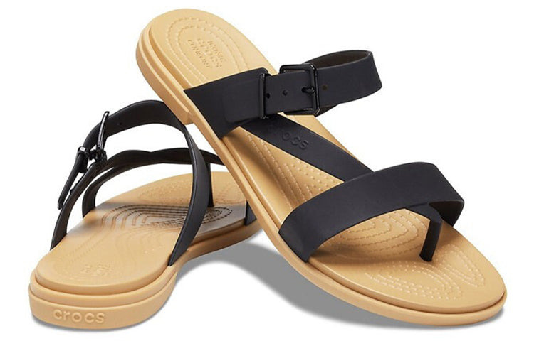 (WMNS) Crocs Minimalistic Cozy Sports Slippers Black Brown 206108-00W - 5