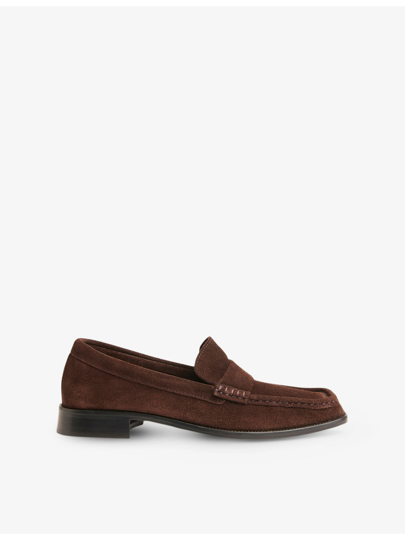 Mora Square-Toe Suede Loafers 1