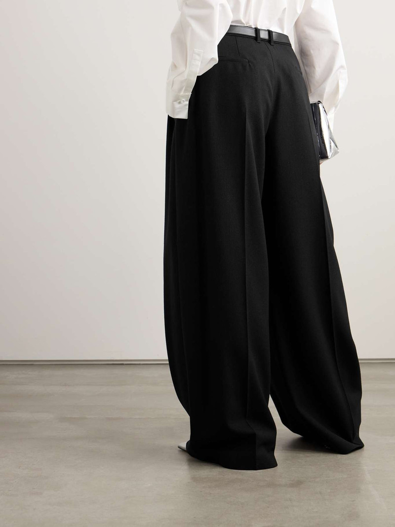 Belted pleated wool wide-leg pants 3