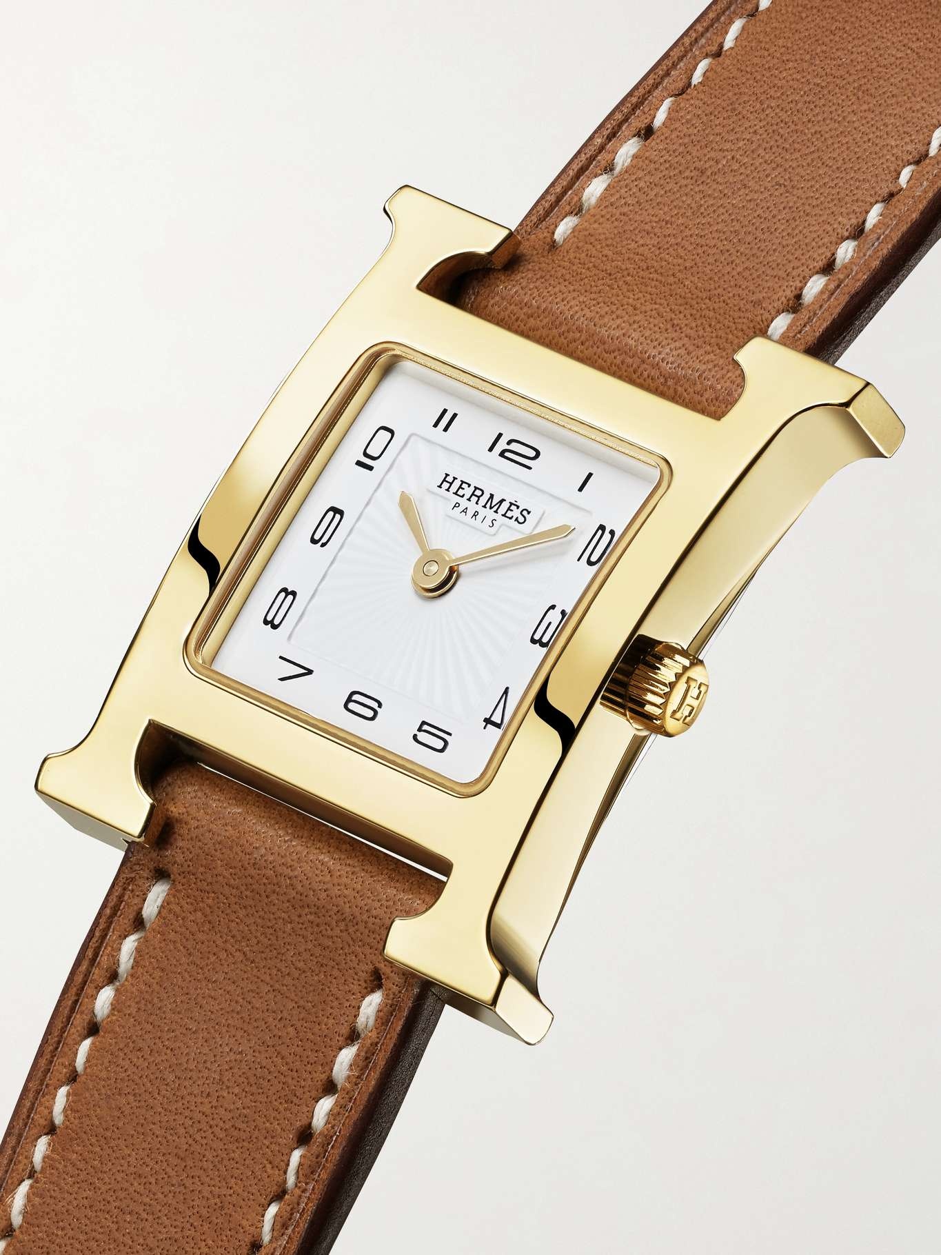 Heure H 25mm small gold-plated leather watch - 3