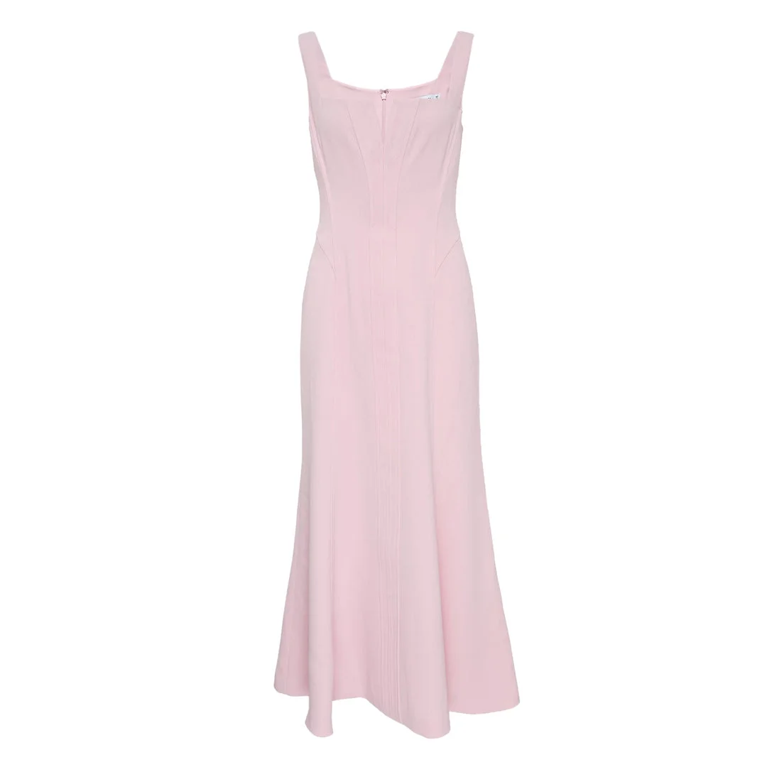 Pink Crepe Midi Dress - 1