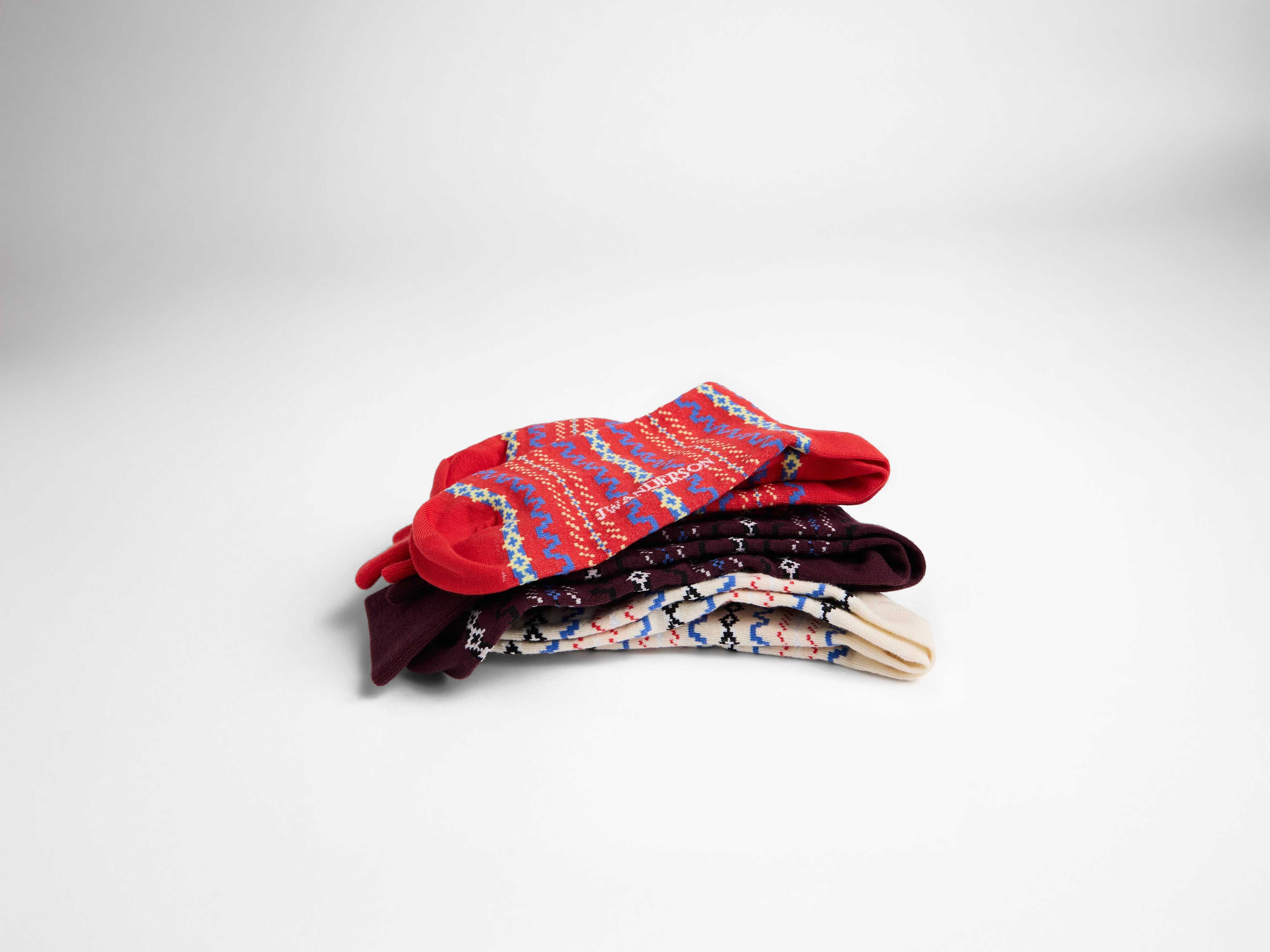 FAIRISLE SOCK IN RED - 6