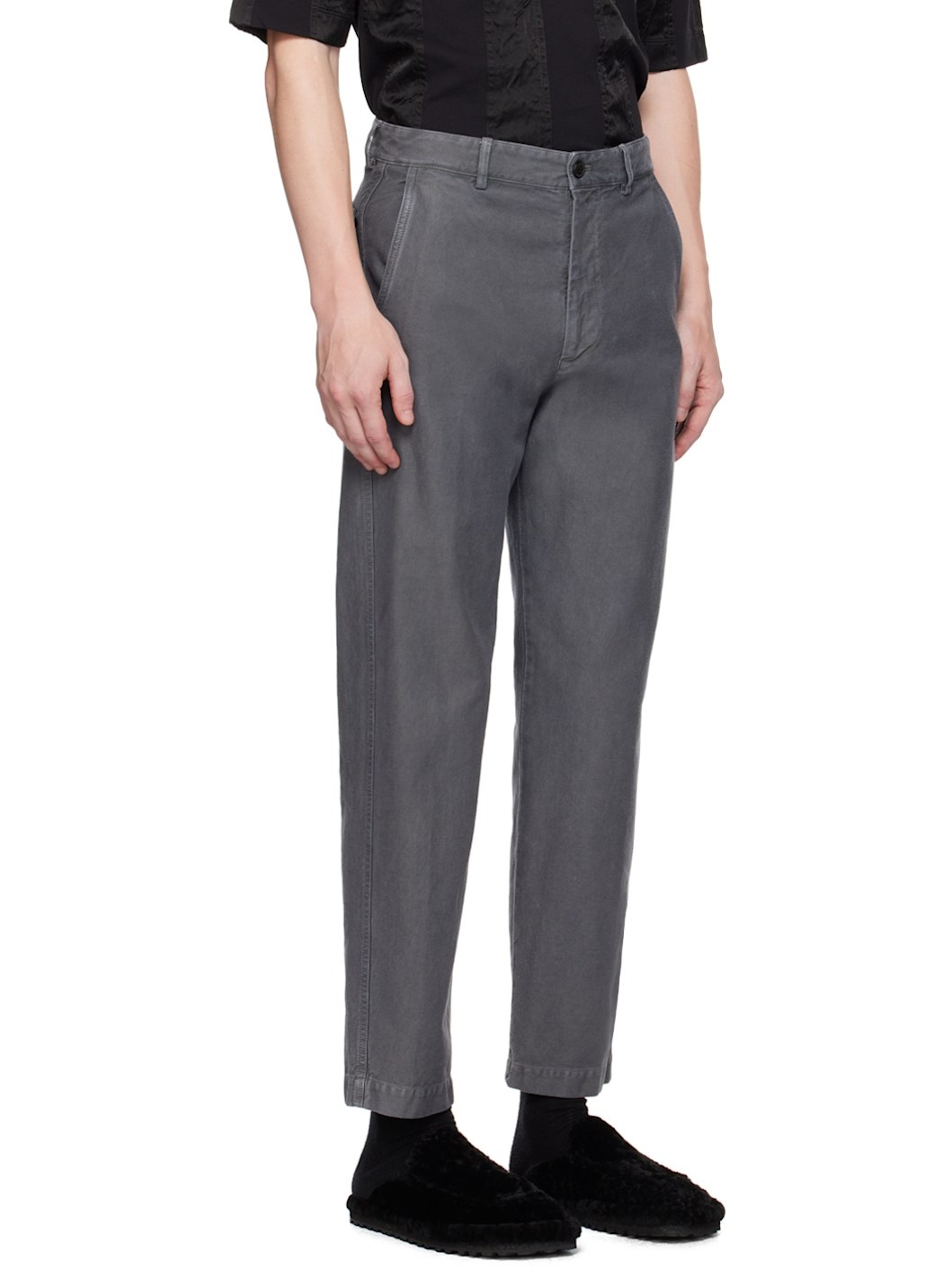 Gray Four-Pocket Denim Trousers - 2
