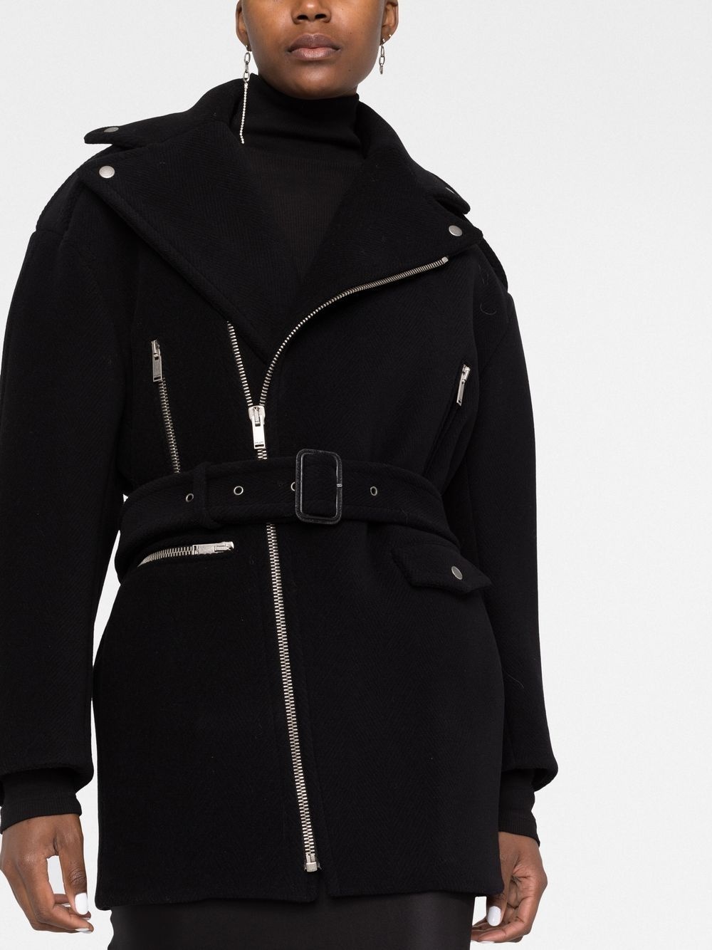 notched-collar zip-fastening coat - 5