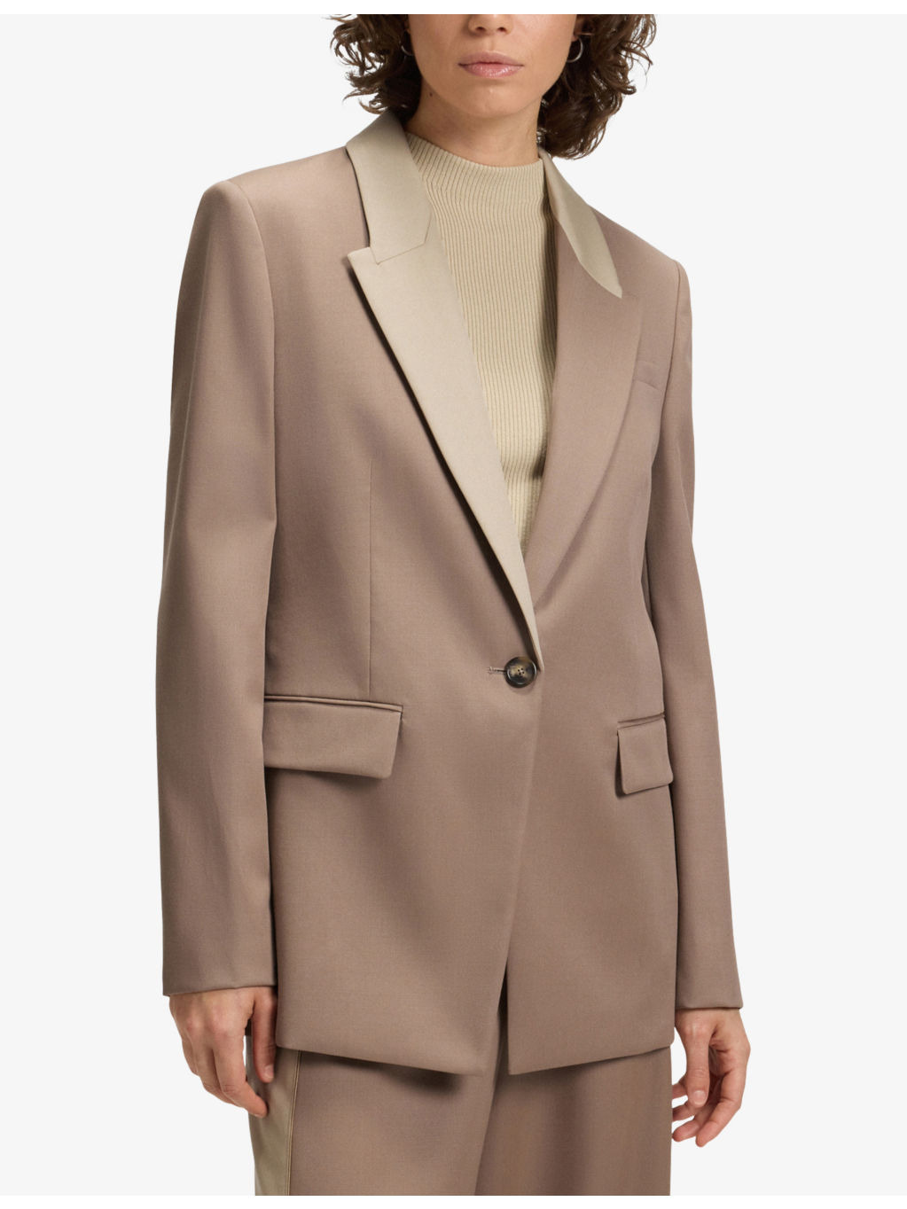 Colour-Block Lapel Single-Breasted Virgin-Wool Blazer - 3