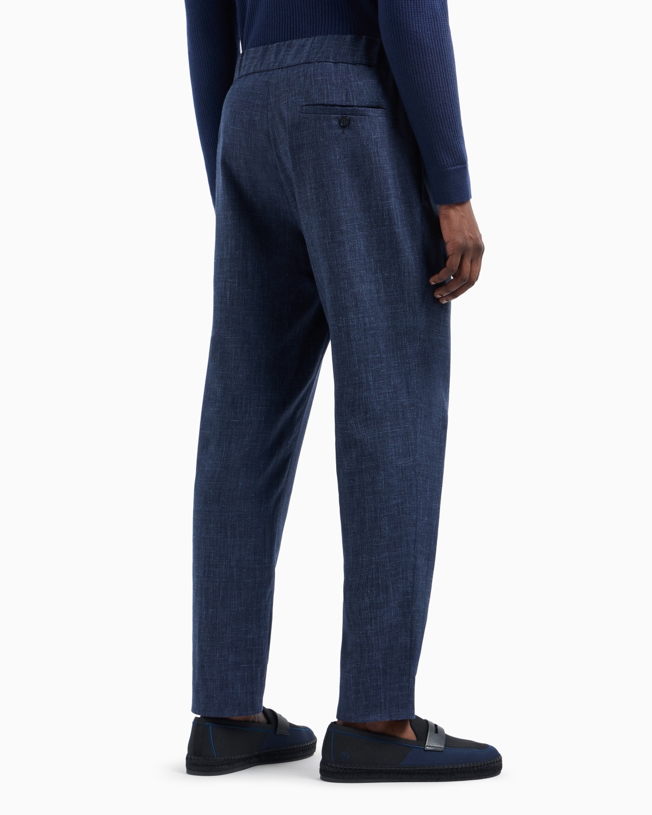WOOL, SILK AND LINEN CANVAS SINGLE-PLEAT TROUSERS - 3