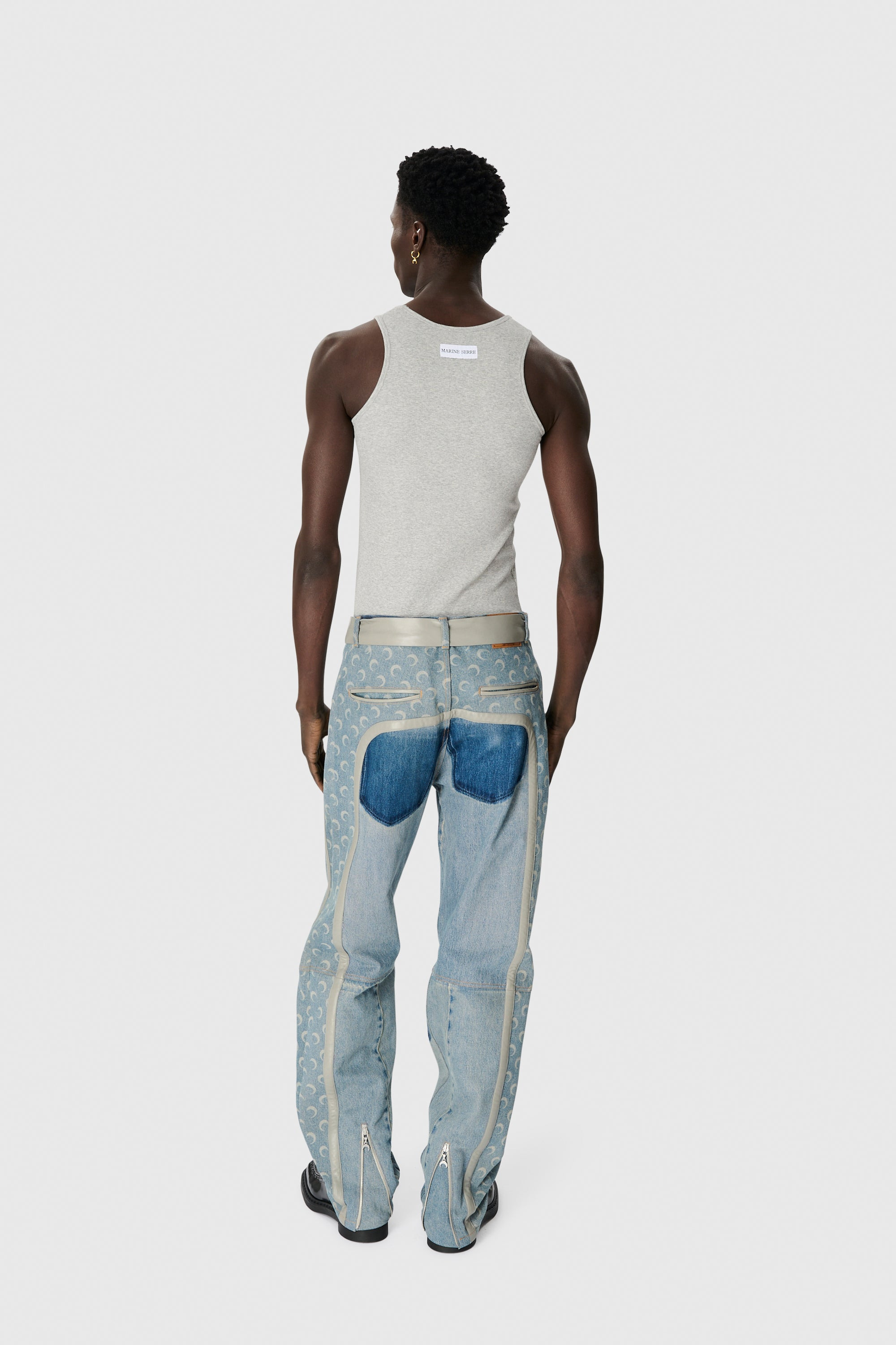 Regenerated Denim Belted Baggy Jeans - 4