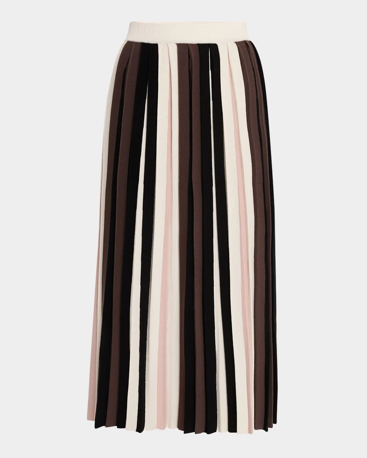 Pleiadi Striped Pleated Knit Midi Skirt - 1
