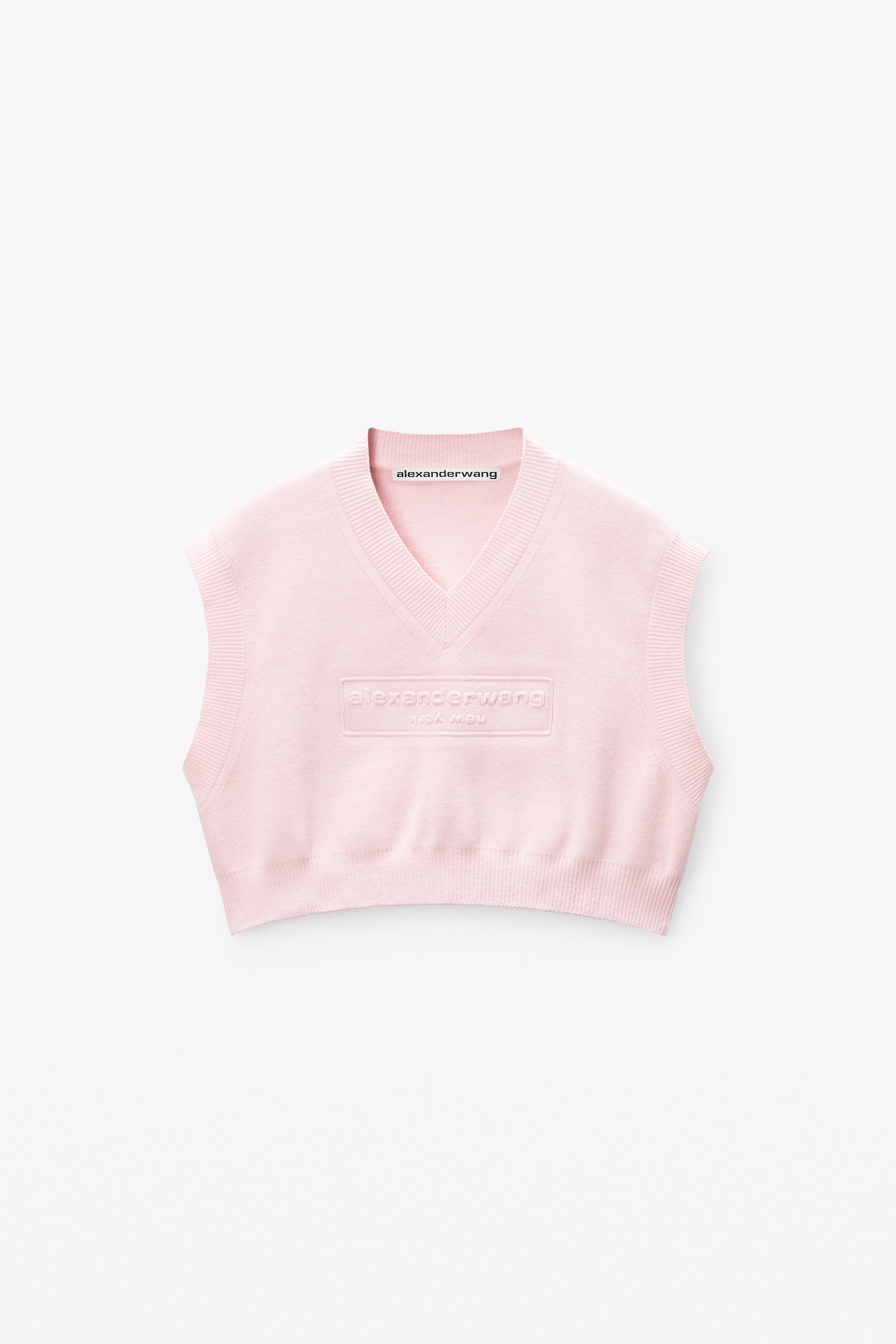 Logo Embossed Cropped Vest in Soft Chenille - 1
