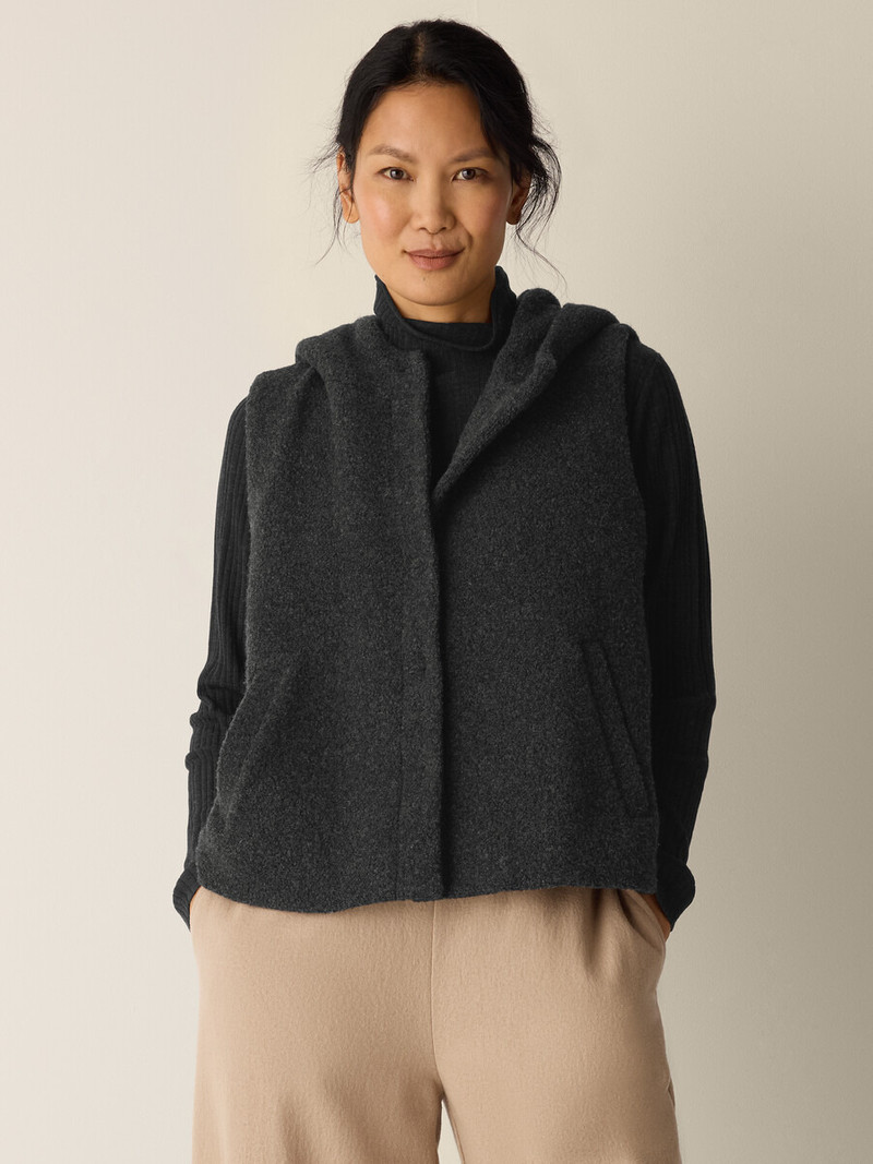 Cozy Recycled Wool Boucle Hooded Vest 3