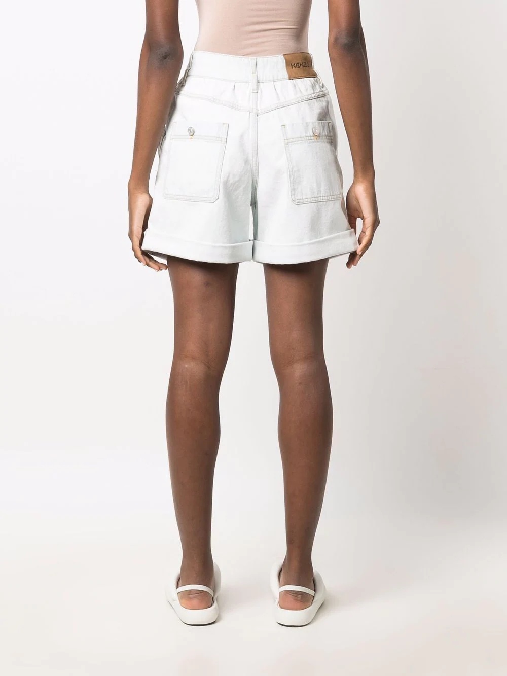 high-waisted denim shorts - 4
