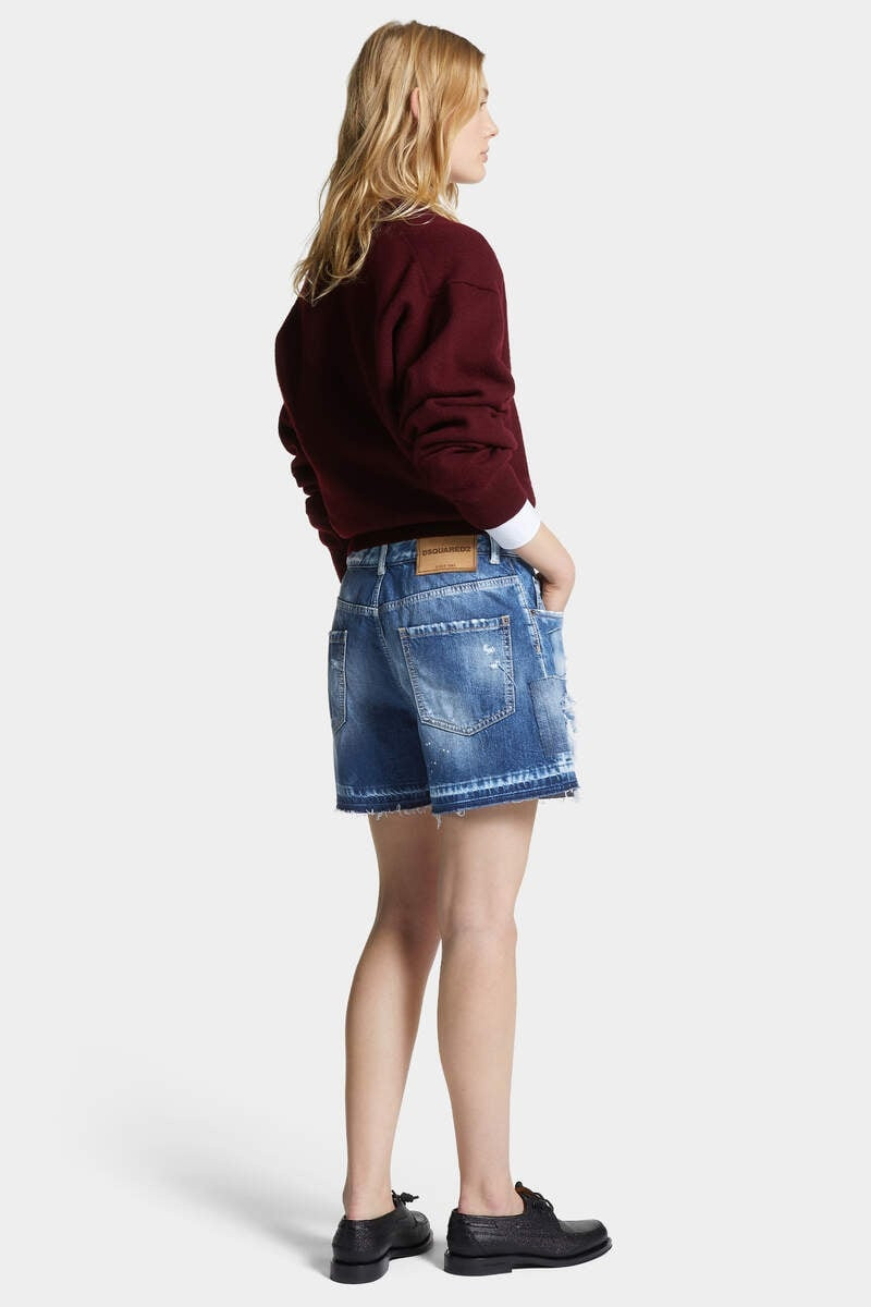 MEDIUM RIPPED WASH BAGGY SHORTS 4