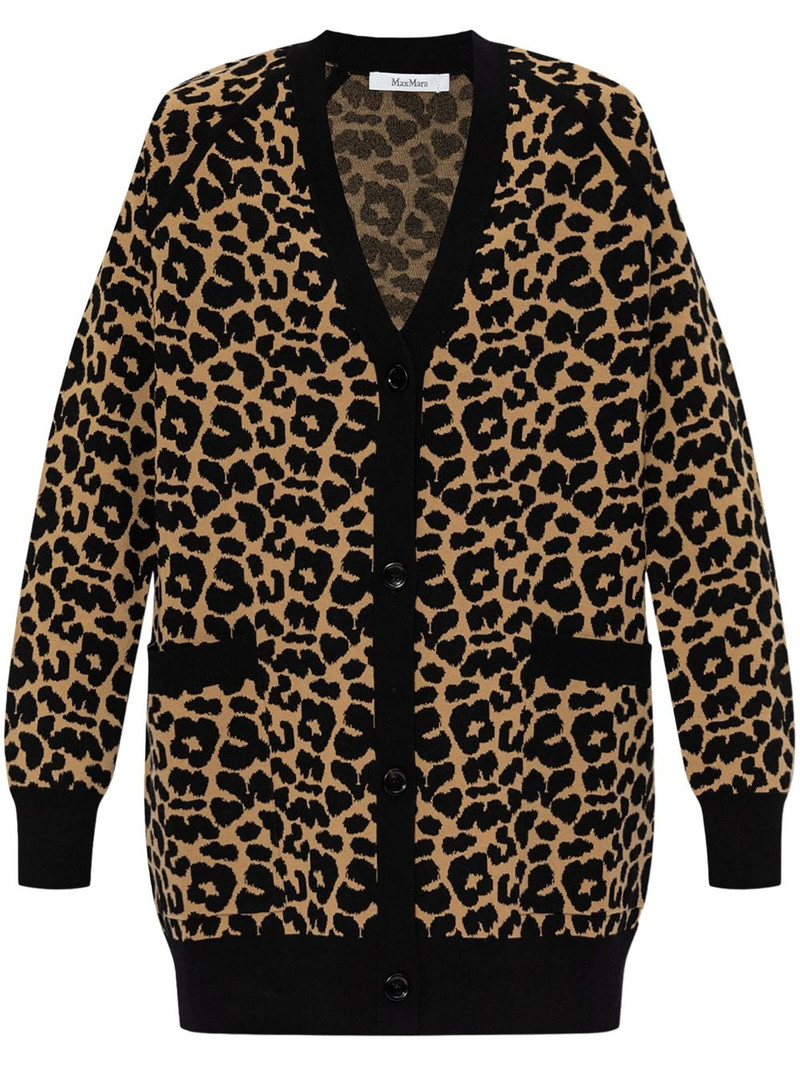 Tenore leopard-intarsia cardigan 1