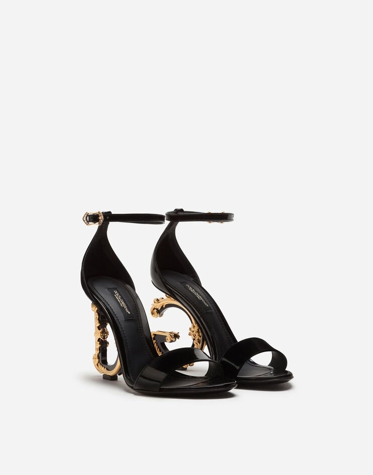 Polished calfskin sandals with DG baroque heel - 2