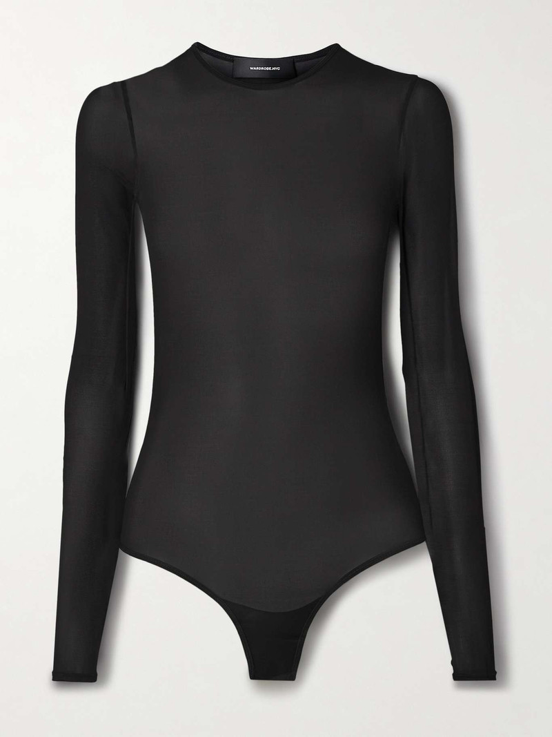 Stretch-jersey thong bodysuit Black - 1