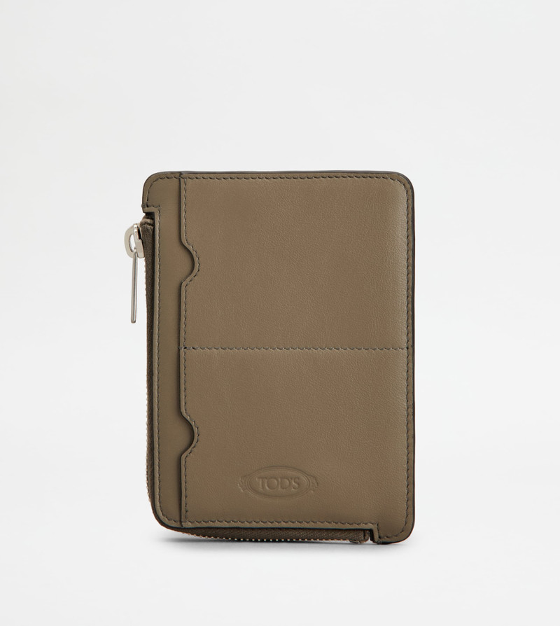 POUCH IN LEATHER SMALL - GREY 1