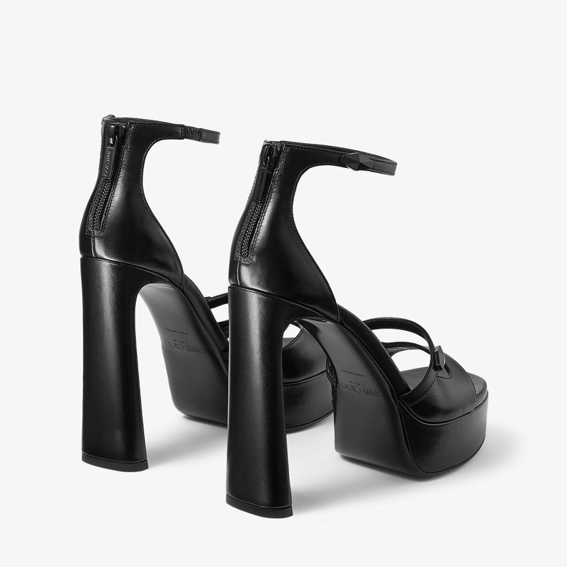 Claressa/Platform 125 Black Leather Platform Sandals 6