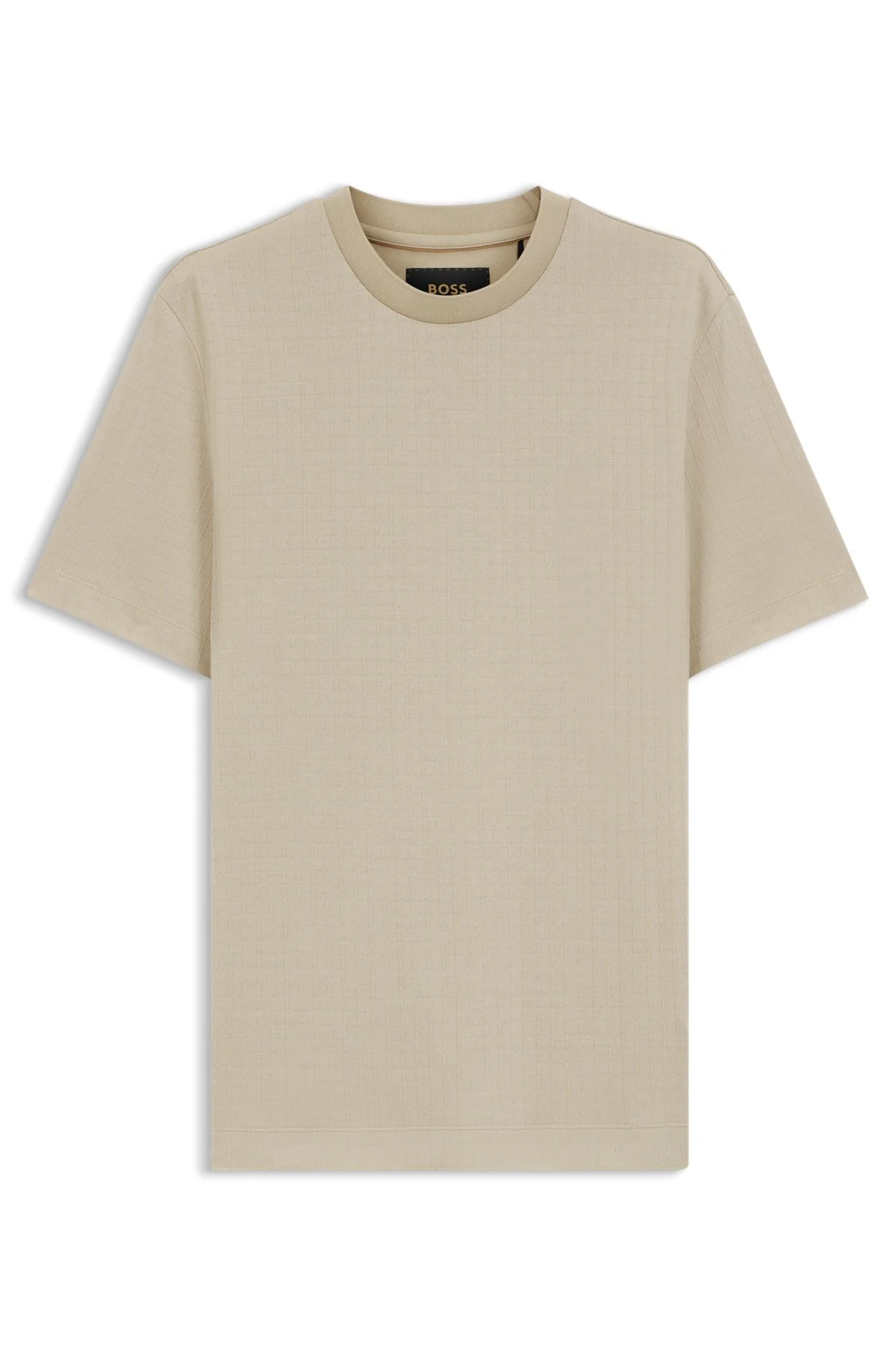 WINDOWPANE-CHECK T-SHIRT IN A COTTON-AND-SILK BLEND - 1
