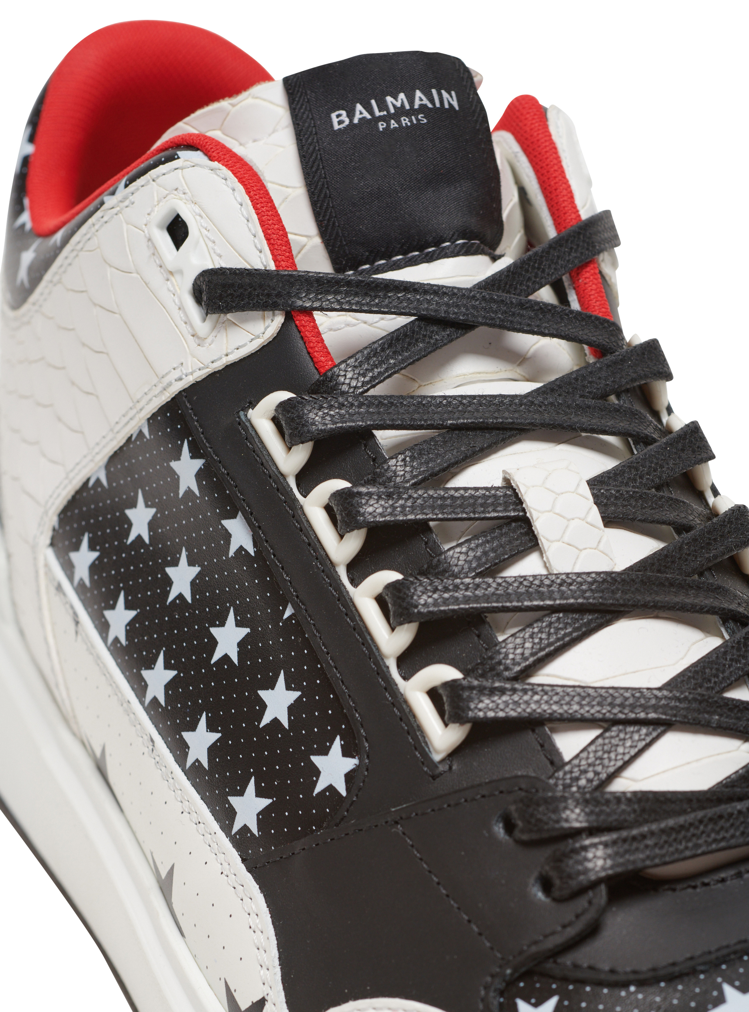 Balmain B-Court Mid Top star print leather trainers | REVERSIBLE