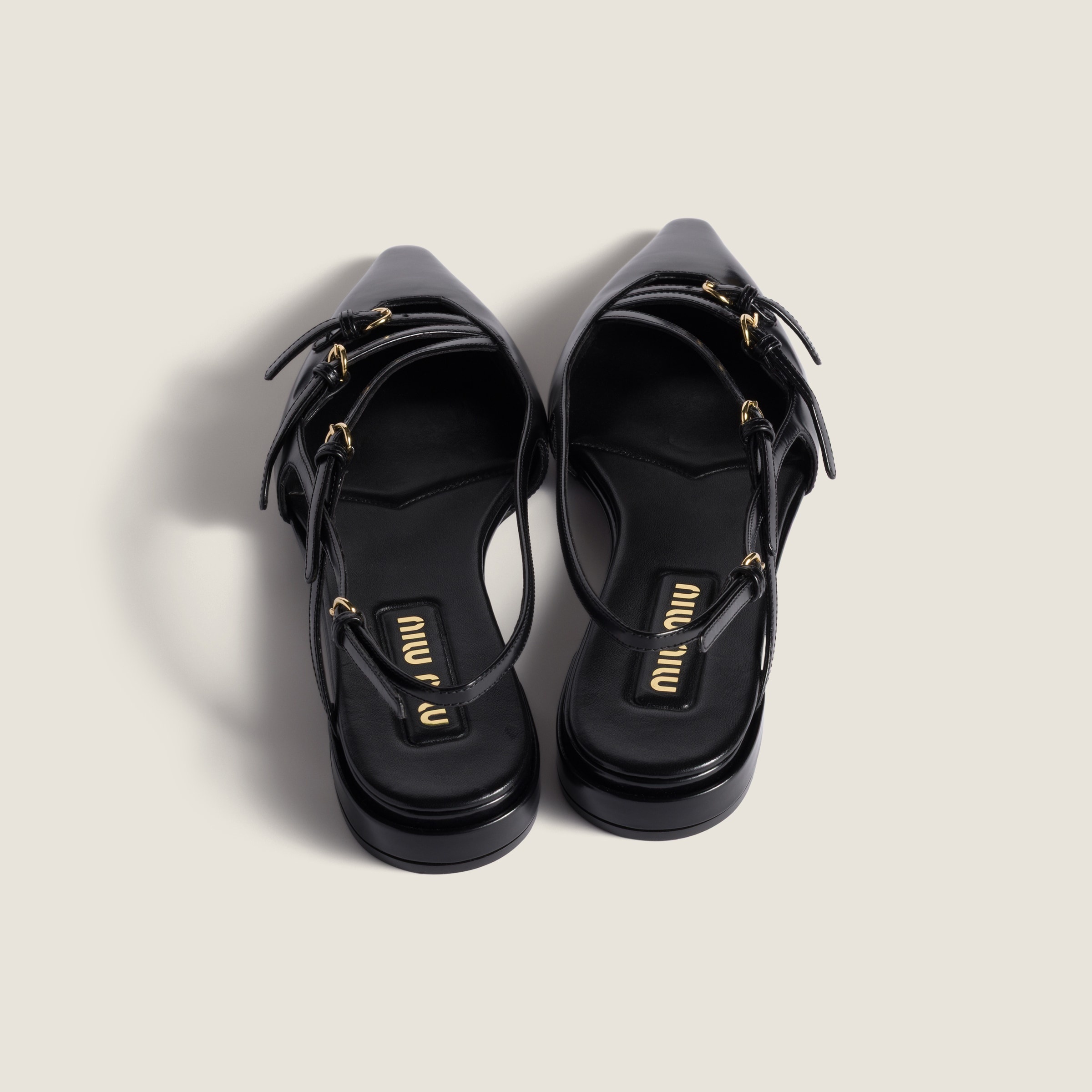 Leather slingback ballerinas with buckles - 3