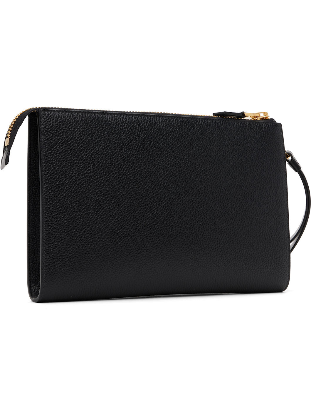 Black Soft Grain Leather Mini Flat Pouch - 3