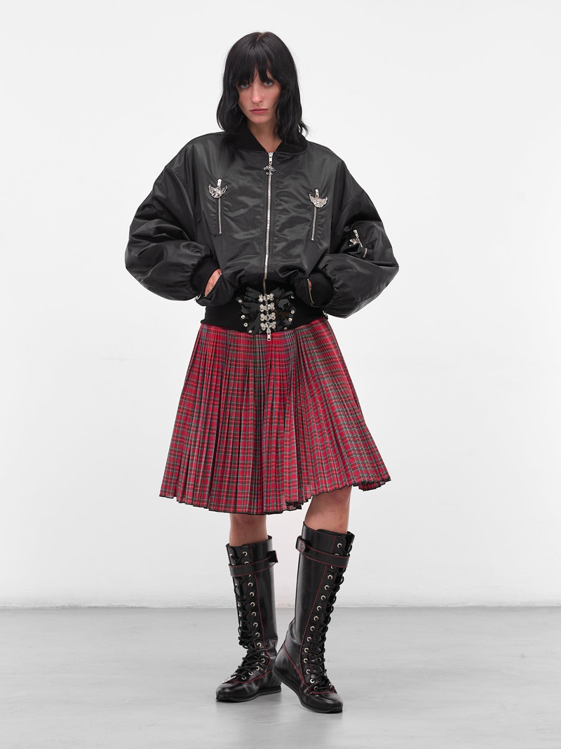 Chopova Lowena Red Fret Tartan Midi Skirt outlook