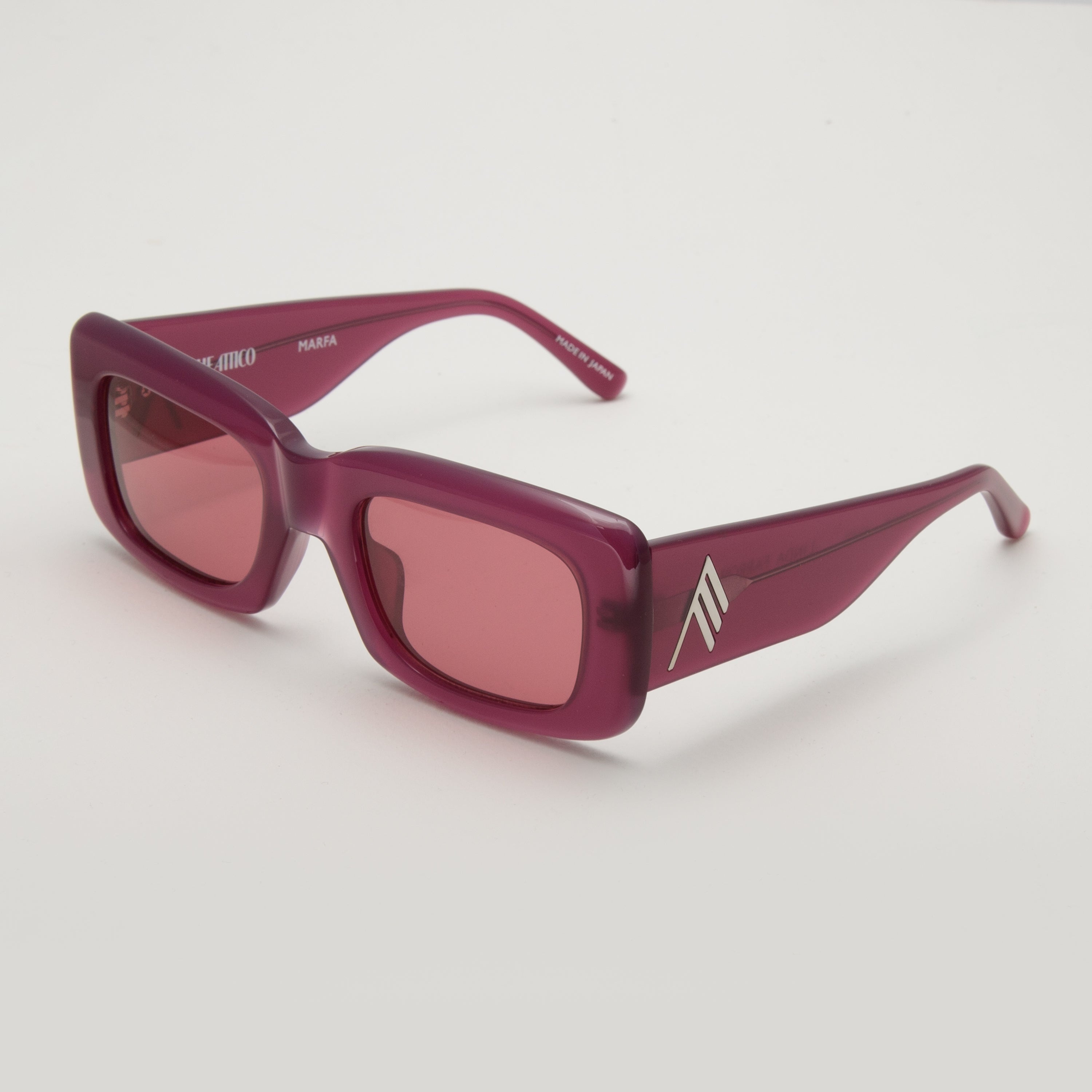 Marfa Rectangular Sunglasses in Burgundy - 2