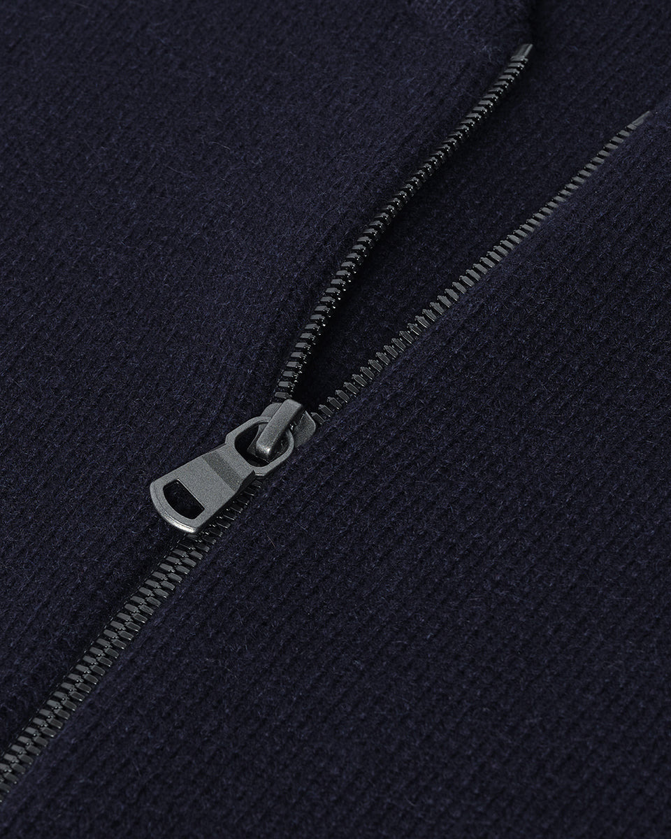 Cashmere Milano Stitch Navy Zip Jacket - 6