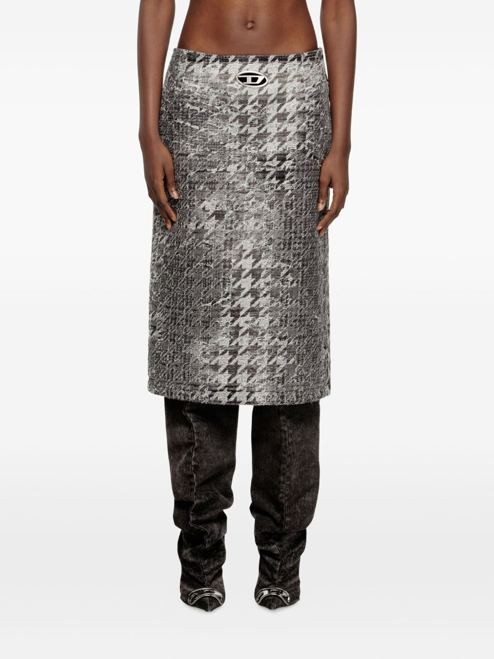 jacquard houndstooth midi skirt - 3