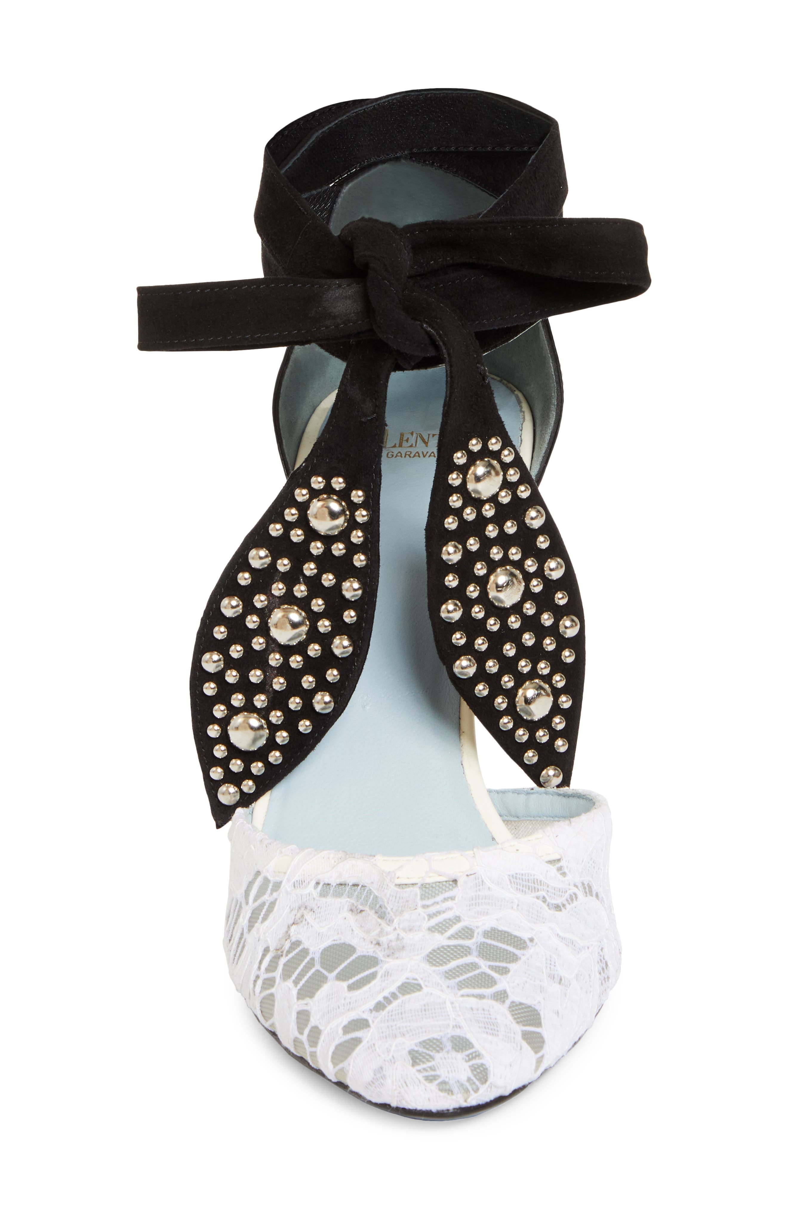 Valentino Garavani Tie Ankle Strap d'Orsay Pump in Ivory/Nero at Nordstrom - 5