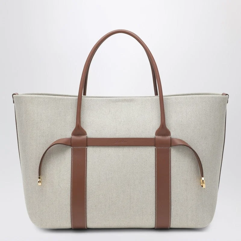 Loro Piana Ghiera Shopper Large Bag In Cotton And Linen Women - 1